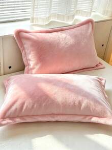 1PC/2pcs Velvet Solid Color Pillowcase, Soft Cozy Plush Pillow Cover For Bedroom Decor, 1PC - Pink - View 7