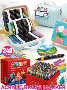 24-240 Colors Acrylic Paint Markers, Layerable Painting Pens For Students Art, Graffiti Pens Suitable For Multiple Materials, Art Creation, Back To School Essential - Multicolor - View 2
