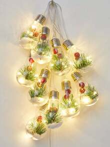 1pc Warm Light Christmas Bulb Shaped LED String Lights, No Plug Required, Cozy And Bright. Suitable For: Home Night Light, Christmas Style Decorative String Lights, LED String Lights, Hanging Lights, Accent Lights, Holiday Lighting, Perfect Holiday Gift For Creating Christmas Indoor Atmosphere (Battery Powered, Batteries Not Included) - Multicolor - View 4