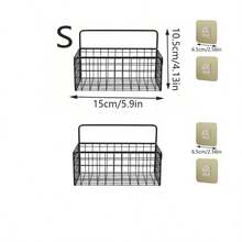 1/3pcs Iron Kitchen & Bathroom Wall Mounted Storage Rack, Large Capacity Hanging Basket, No Drill Wall Organizer, Suitable For Kitchen, Bathroom, Dorm - Black - View 11