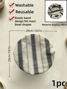 1pc Reusable Bowl Covers Striped Cotton Linen Fabric Elastic Bowl Lid Reusable Food Storage Covers For Salad Bowls Containers Kitchen Food Preservation Dustproof Bowl Wraps 5 Sizes Available - Multicolor - View 14