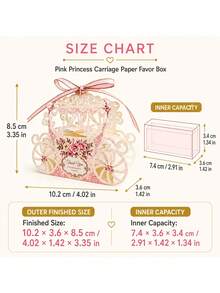6 Sets European Style Creative Hollow Floral Gift Box Set - "Princess Carriage" Gift Box, With Pink Ribbon. Suitable For Wedding Favors, Bridal Shower, Baby Shower And Birthday Party, Also As A Creative Gift Packaging Option For Christmas. - Multiple Styles - View 5