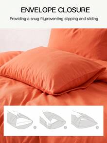 HONEY MOON 2pcs Ultra Soft Solid Color Pillowcases, Soft & Breathable, Envelope Closure, Wrinkle-Resistant, No Filling - Suitable For T/F/Q/K Size Home And Dorm, Orange - Emma Orange - View 5