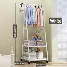 1 cái giá treo áo khoác đứng đa năng bằng kim loại, cột điều chỉnh được, thiết kế lưu trữ hai tầng, thanh trượt chống trượt, có bánh xe khóa, giá trưng bày gia dụng bền bỉ - Nhiều màu - Xem 8