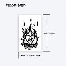 INKARTLINK 1PC Burning Lovers Heart & Flame Wood Tattoo Sticker, Temporary Waterproof Body Art Tattoo Sticker, Lasts 2-5 Days, Water Transfer Color Tattoo Sticker, Suitable For Men And Women, Must-Have For People, Party Essential Decoration, Holiday Celebration Body Decoration - Black - View 5