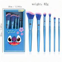 Disney Stitch Themed 6-Piece Cosmetic Makeup Brushes Collection, Angled Blush Contour Eyeshadow Crease Brushes With Cute Character Print And Ergonomic Handle, Travel Portable Beauty Tools Box Set For Smooth Face Powder Application - Multicolor - View 12