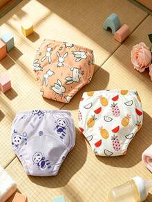 ملابس داخلية عالية الامتصاص لتدريب الأطفال على استخدام المرحاض، طباعة حيوانات الفضاء والحلويات المرحة، ملابس داخلية ناعمة قابلة للغسل وإعادة الاستخدام لتدريب الأطفال - متعدد الألوان - مشاهدة 13