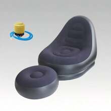 Modern Inflatable Lounge Chair With Footrest, Portable PVC Slouchy Sofa, Thickened Soft Cushion Inflatable Sofa, Reinforced Plastic Frame, Multi-Color Mixed Design, Suitable For Living Room, Bedroom, Balcony, Camping, Outdoor, Universal Furniture - Comfortable and Casual Style - View 11