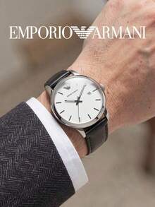 Emporio Armani AR1694 Classic Men's Quartz Watch, White Disc Black Belt Business Simple Men's Watch - White - View 5
