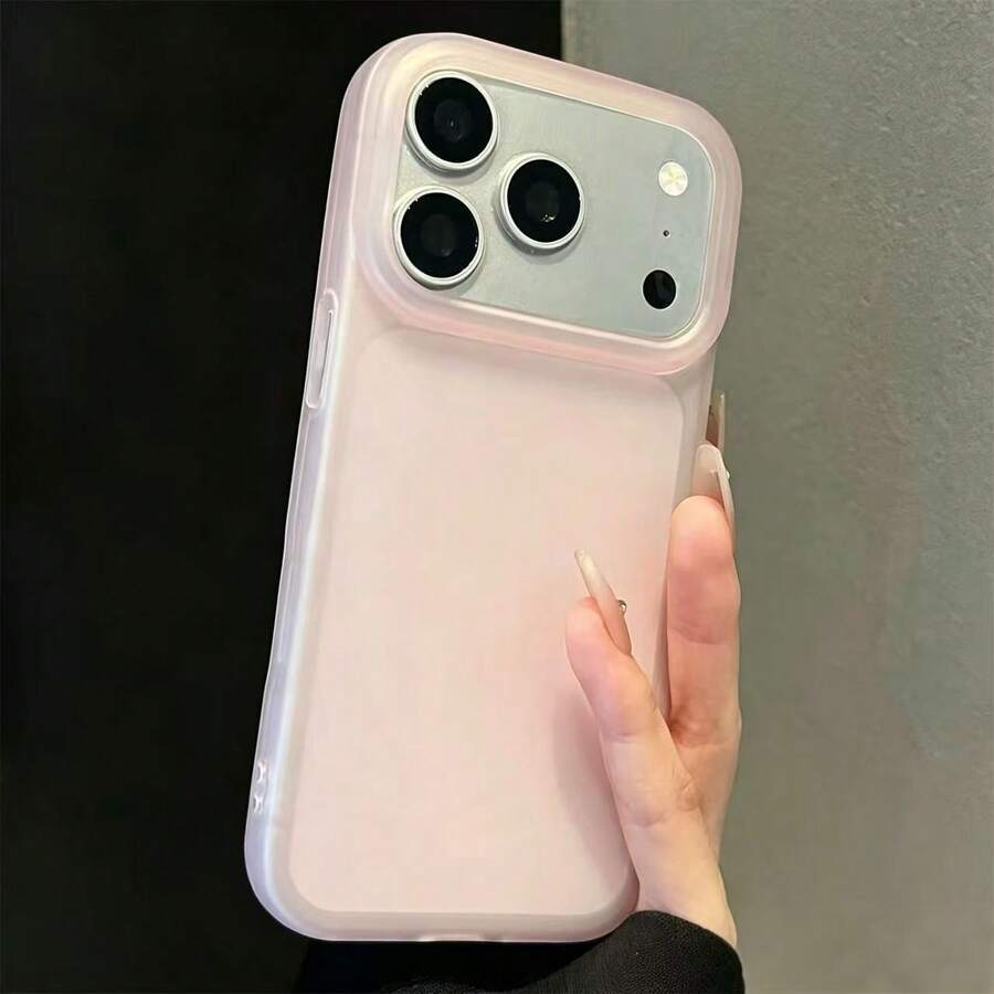 1pc Minimalist Matte Semi-Transparent Pink Phone Case Compatible With Apple 18 Pro Max 17 Pro Max 16 15 14 13 Pro Max/Pro Anti-Drop Shockproof Soft Shell Protective Cover