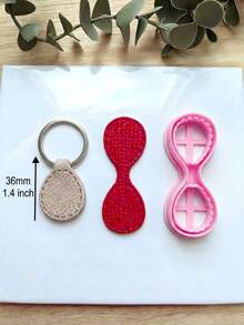 Blank Polymer Clay Keychain Molds, Rectangular & Oval, DIY Handmade Keyring Pendant Jewelry Craft Tools - Pink - View 6
