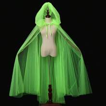 1pc High Quality Halloween Carnival Double Layer Mesh Transparent Hooded Cape Witch Costume Vampire Bride Solid Color Cloak For Adults - Multicolor - View 2