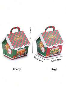 12pcs/Pack Christmas Party Gift Decoration Boxes Candy Cookie Boxes Christmas 3D Paper Boxes Handheld Carry Boxes Decorative Paper Boxes - View 2