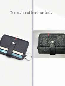 1pc Ultra-Thin Lychee Grain Leather Driver's License Card Holder, Compact Card Sleeve Keychain, Credit Card Storage Pouch - Multicolor - View 6