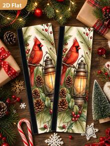 1/2Pcs Christmas Refrigerator Handle Covers, Northern Cardinal & Berry Pattern, With Hook And Loop, Suitable For Refrigerator, Oven, Microwave, Dishwasher, Christmas Holiday Kitchen Decor - View 5