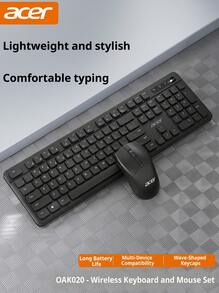 Acer Kombo Keyboard dan Mouse Nirkabel OAK020: Keyboard dan Mouse Nirkabel 2.4G, Keyboard Ergonomis Tahan Percikan Air, Mouse Optik 1600 DPI, Paket Perlengkapan Kantor untuk Desktop/Laptop - View 11
