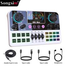 Songsim-SX03 Professional Vocal Mixer, Dedicated Sound Card For Live Streaming/Recording, Supports EQ Adjustment, Track Control, Reverb Adjustment, Bluetooth Accompaniment Multi-Function Digital Sound Card, Suitable For Live Streaming, Recording, Gaming, Singing, Musical Instruments - Multicolor - View 11