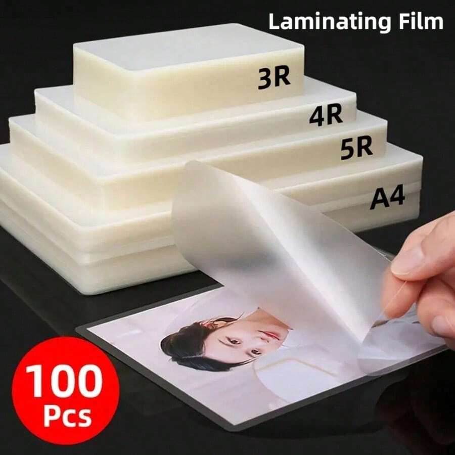 100pcs Transparent Plastic Laminating Pouches, 3 Sizes Available (3 Inch, 5 Inch, 6 Inch), Suitable For Cards, Business Cards, Office Documents, Photo Protection, Compatible With All Laminators
