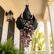 Bat Shaped Hanging Planter & Storage Basket - Gothic Style Resin Bat Wall Planter, Suitable For Trailing Plants, Indoor/Outdoor Decor, Asymmetrical Bat Themed Planter, Suitable For Balcony, Home - Plastic Hanging Planter Bracket Gift - A - View 4