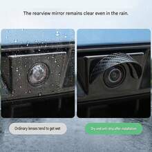 2/4pcs Rear Camera Rain Cover, Curved Black PVC Sunshade, Adhesive Backing Outdoor Parking Rearview Lens Protector, Car Reverse Rain Guard, Black PVC Self-Adhesive Waterproof Cover - A - View 5