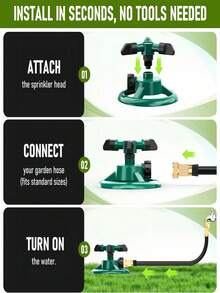 3-Arm 360° Rotating Garden Sprinkler, Automatic Lawn Watering Spray Head, Large Coverage Yard Plant Irrigation Tool - Multiple Styles - View 6