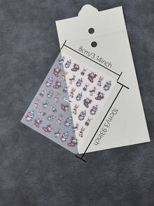 1pc Vintage Watercolor Forest Animal Christmas Stocking Nail Stickers, Christmas Theme, Shiny Surface, Asymmetrical Shape, Cute Style, Suitable For Holiday Parties - Multicolor - View 2