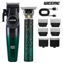WEEME 4pcs/3pcs/2pcs Men Hair Clipper Set, LED Display Electric Hair Cutting Machine, T9 Outline Trimmer, Electric Beard Shaver, Nose Hair Trimmer, Multifunctional Men Grooming Kit For Home Use - Green - View 10