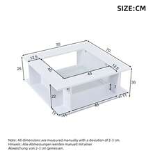 Simple Square Coffee Table / Scandinavian Style / Load Capacity: 30 Kg / With LED Lighting / Transparent Glass Tabletop / For Beauty Salons, Bar / 70x70x30 Cm - White - View 9