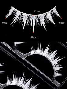 7 Pairs Of Half False Eyelashes, Clear Lash Band, Cat Eye Shape, Long And Natural, Faux Mink Material, Fluffy And Soft, Creates A Natural Look, Suitable For Christmas Makeup, Christmas Gift - White - View 2