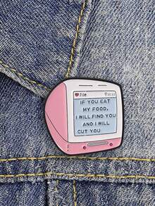 1 Pc"IF YOU EAT MY FOOD, I WILL FIND YOU AND I WILL CUT YOU"Cartoon Enamel Brooch, Lapel Pin Badge For Backpack Decor, Gift For Friends - Multicolor - View 2
