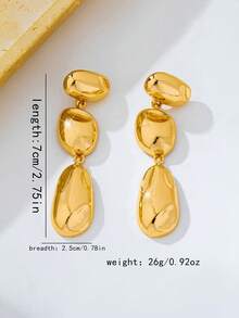 1 Pair Fashion Old Money Style Metal Geometric Asymmetrical Pendant Earrings For Women Daily Wear And Party - Yellow Gold - View 7