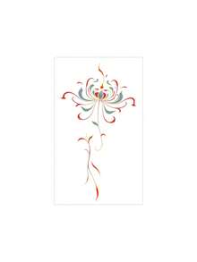 1pc Temporary Tattoo Sticker, National‑Style Color Spider Lily Pattern, Realistic Fake Tattoo Design, For Daily Wear, Bachelorette Party Favors, Music Festival, Game, Graduation Gift, Lasts 3‑5 Days - Multicolor - View 3