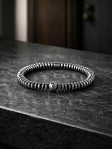 Minimalist Style Hematite Bracelet For Men, Courage, Confidence, Protection Meditation Spirituality Jewelry Daily Wear Gift For Him, Dad, Boyfriend - Gun Black - View 4