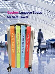 Personalized Luggage Strap, Customizable Name Hook And Loop Luggage Strap, Nylon Luggage Handle Cover, Travel Safety Luggage Belt - Multicolor - View 1