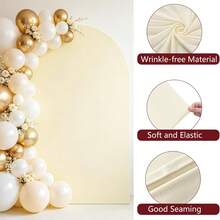 1pc Beige Arch Backdrop, 6ft/6.6ft/7.2ft Wedding Arch Cover (Fabric Only, Frame Not Included), Double-Sided Stretch Fabric Dome Arch Background Cloth, Suitable For Birthday Party And Wedding Arch Decor - Beige - View 5