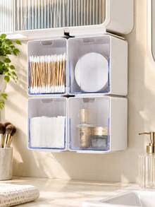 Cosmetic Storage Box, Expandable Storage Box, Bathroom Cotton Swab Storage, Minimalist Bathroom Storage Cabinet, Suitable For Storing Cotton Pads, Lipstick, Cleaning Swabs And Other Items, Equipped With Cosmetic Storage Box, Extendable Bathroom Shelf, Effectively Organize Bathroom Vanity - Multicolor - View 6