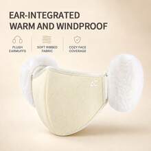 Autumn/Winter Integrated Plush Ear Warmers & Mask Women Accessories 3D Stereoscopic Face Shield Thermal Lining Cold-Proof Cycling Windproof Versatile Multi-Color Women Mask - Multicolor - View 11