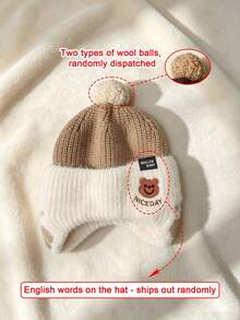 Children's Autumn/Winter Hat, Cute Paw Print Earflap Beanie, Thick Knit Cap, Unisex, Suitable For 1-3 Years Old - Multicolor - View 9