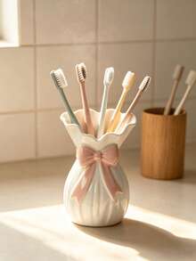 Cute Bow Toothbrush Holder For Bathroom Countertop – Adorable Monkey Design, Multi-Toothbrush Organizer, Decorative & Functional, Ideal For Home, Hotel, Dorm, Couples – Stylish & Space-Saving - Multicolor 1 - View 1