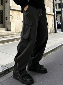 Men's Spring/Autumn Casual Fashion Cargo Pants Outdoor Workwear Trousers - Black - View 1