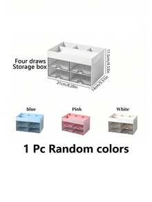 1pc Drawer Stationery & Sundries Storage Box, Student Dorm Desk Ins Style Pen Holder, Tape Organizer, Cosmetic Storage Box, Office Supplies Storage Box, Suitable For Back To School Gift, Random Color - White - View 14