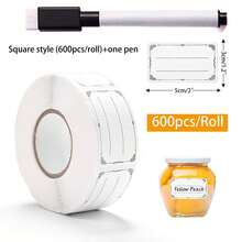 150/300/600pcs+ Pen [Roll Oval/Square] White Writable Label Stickers, Want Your Kitchen Storage To Look Great? Oval Label Stickers Can Get It Done In One Roll! With Decorative Border, Gives A Sophisticated Feel When Applied, Waterproof, Oil-Resistant And Freezer-. Food Classification Stickers, Freezer Labels, Tear-Resistant And Durable, With Decorative Border, 150/600pcs+ Pen Set Optional. Durable Paper Material, Compatible With Marker Pens & Steel Pens, Food Packaging Tape & Stickers & Labels. Kitchen Storage And Organization. - Multicolor - View 12