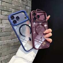 奢華橘色磁吸無線充電支架手機殼，相容 iPhone 18 17 Pro Max Air 16 15 14 13 12 Pro Max Plus，金屬鏡頭鏡頭保護蓋、壓克力背板、防震 HD 透明殼 - 綠色 - 查看 7
