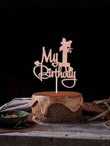1件裝玫瑰金「My First Birthday」蛋糕插牌，公主主題派對裝飾，竹製蛋糕裝飾配件（隨機配件） - 彩色 - 查看 3