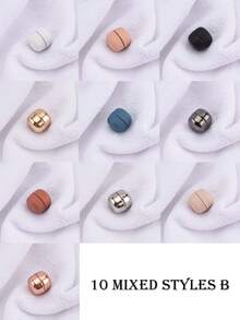 2/10 Pairs Magnetic Headscarf Clips, Multifunctional Round Magnetic Pins, Women's Scarf & Headscarf Fixing Accessories, Pinless Fabric- Daily Headwear Accessory - Multicolor - View 5