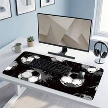 Black Background Football Pattern Gaming Mouse Pad, Non-Slip Rubber Desk Mat, Smooth Gliding Surface, Suitable For PC Laptop Office Home, Sports Abstract Art Decor, Back To School Supplies - A - View 6