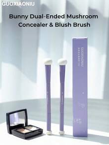 GUOXIAONIU 1Pc Bunny Dual‑Ended Mushroom Sponge Concealer Brush, Round Tip Blush Makeup Brush For Tear Troughs, Dark Circles & Acne Marks, Detail Cosmetic Tool - Violet Purple - View 10