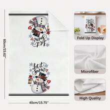 2PCS Kitchen Towels, Winter Snowman Pattern Dish Cloths, Minimalist Style 40*60cm Rectangular Microfiber Cleaning Towels, Perfect For Kitchen, Dining Room And Bathroom Use, Kitchen Decor, Home Decoration, Housewarming Gift For Neighbors, Scouring Pads Dishcloths - White - View 5