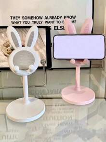 1pc Cute Rabbit Phone Holder, Multi-Functional Adjustable Height, Telescopic, Slouchy Selfie Desktop Stand For IPad And Tablet, Creative Decoration And Charging, Non-Slip Design, Suitable For Various Scenarios - Rabbit Ears - View 2