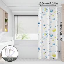 1pc Water Molecule Pattern Shower Curtain, Bathroom Dry/Wet Separation Partition Curtain, Suitable For Home, Hotel, School Dorm, Comes With Hanging Rings - Multicolor - View 11